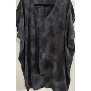 Eileen Fisher Blouse Women XL Tie Dye Crystalline Shibori Silk Tunic Oversize